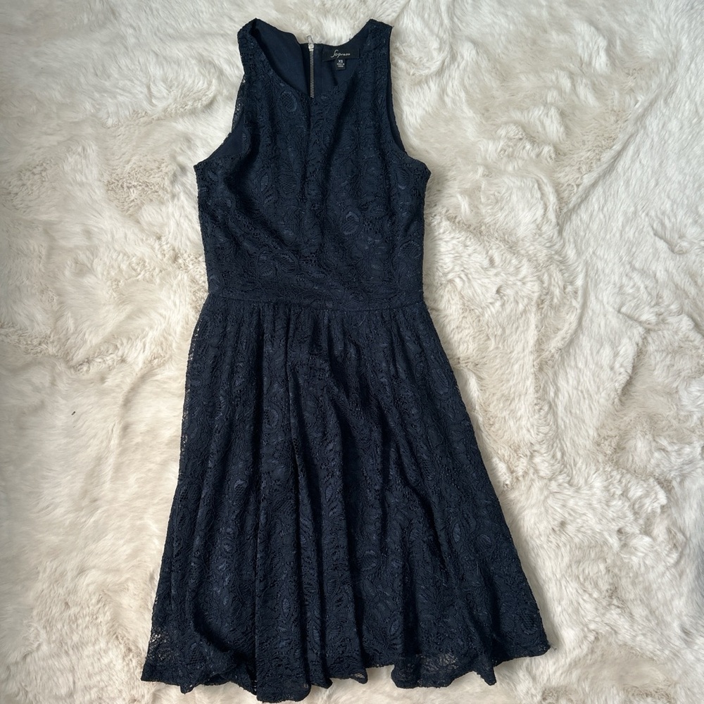 Blue lace skater dress